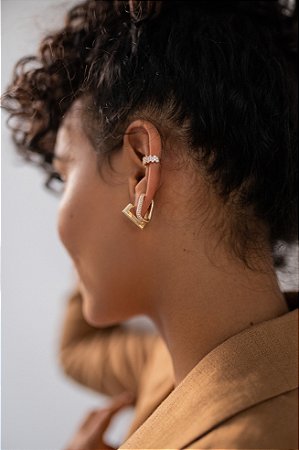 Argola Triângulo Banho Ouro 18 k