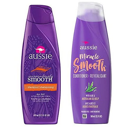 KIT AUSSIE - SHAMPOO MIRACULOUSLY SMOOTH 360 ML + CONDICIONADOR MIRACLE SMOOTH 360 ML