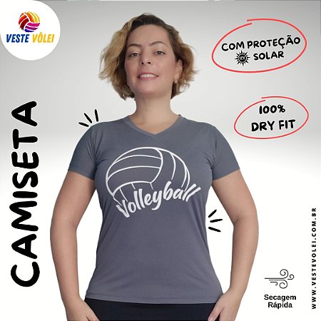 Camiseta Feminina - Modelo Volleyball cor Cinza