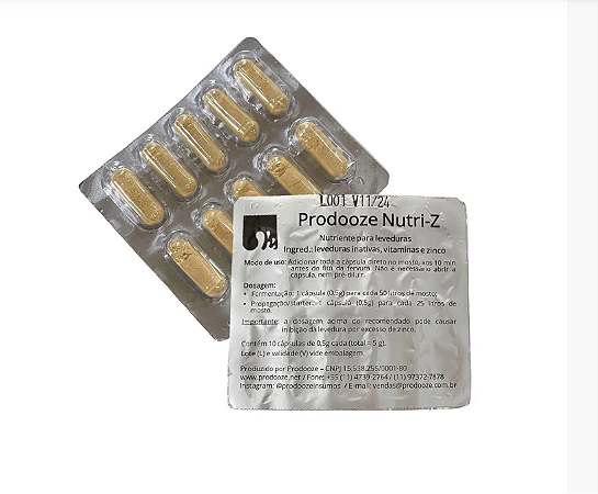 Prodooze NUTRI-Z nutriente para levedura cartela com 10 cápsulas