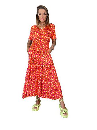 Vestido Lila Onça Colorido