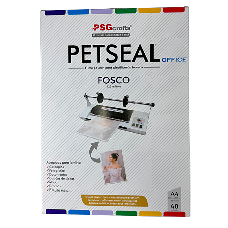 Petseal pouch para plastificação fosco A4 125mic (40 pçs)