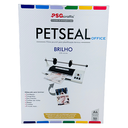 PETSEAL OFFICE – A4 250 mic (0,10 mm) | Filme para Plastificação Térmica – Brilho