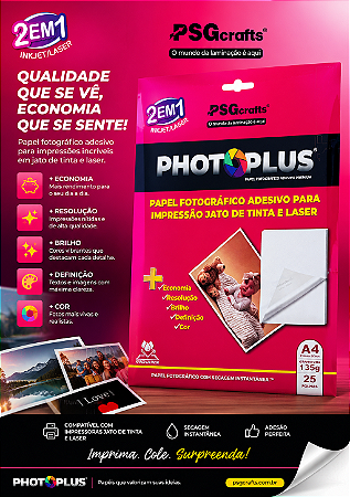 Papel Fotográfico Adesivo 135g – A4 – 25 folhas