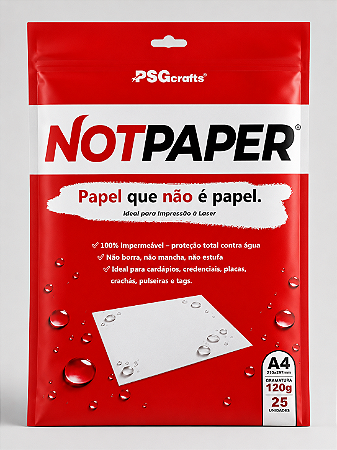 Papel Sintético Notpaper ,laser 120g A4 25 folhas psgcrafts