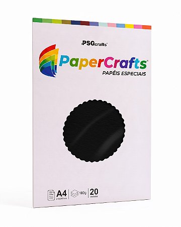 Papel Especial PaperCrafts  (BLACK ) PRETO 180g A4 20 folhas