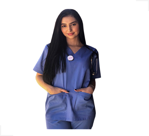 Conjunto Pijama Cirúrgico Unissex Azul Celeste em Brim