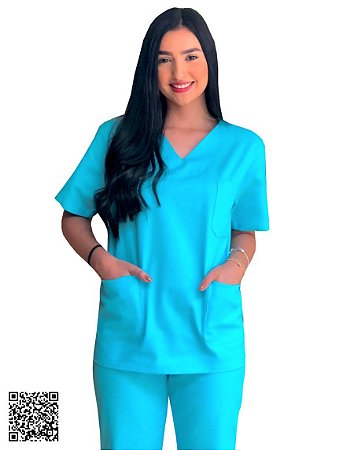 Conjunto Pijama Cirúrgico Azul Turquesa Unissex