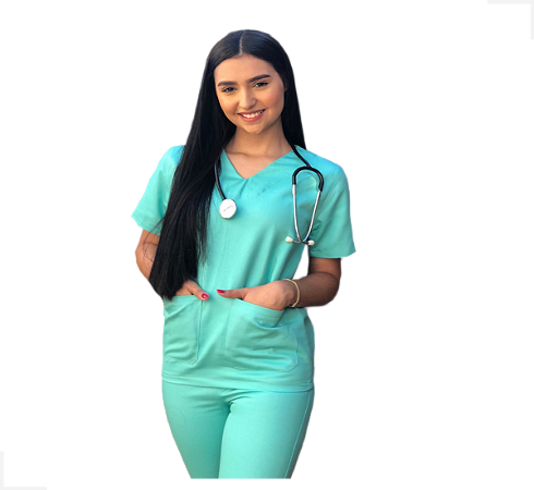 Conjunto Pijama Cirúrgico Verde Água Brim Unissex