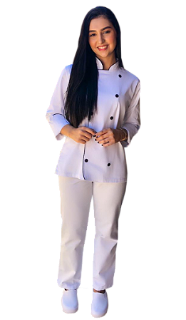 Calça Brim Branca Toda Elástico Unissex Bolso Traseiro