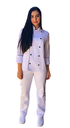 Calça Brim Branca Toda Elástico Unissex Bolso Lateral