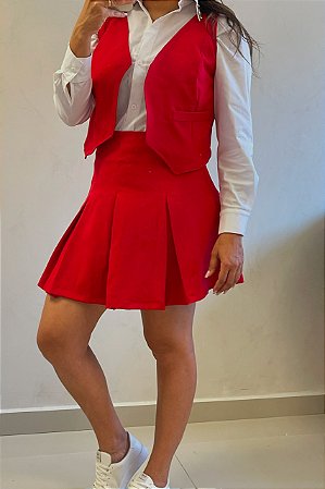 Saia Pregas Vermelho