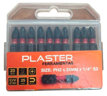 BIT'S LINHA PREMIUM PLASTER COM IMÃ 25MM (JG C/ 20 PÇS)