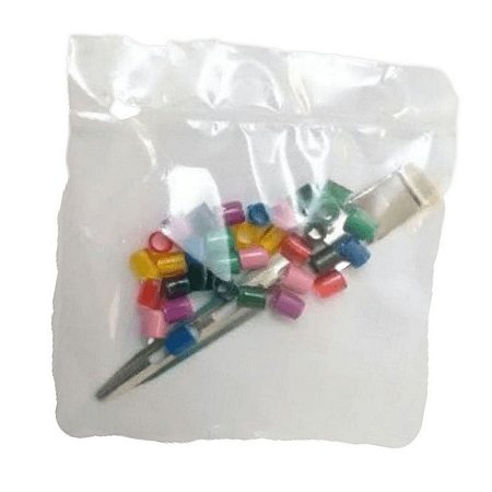 Anilhas 2.5mm Abertas e Aplicador - Pct com 40 unidades - Diversas Cores