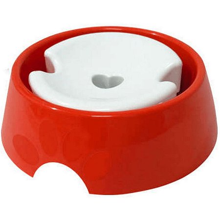 Bebedouro Plástico Pop 1L Furacão Pet para Cães de Pelo Longo Vermelho