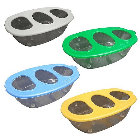 Comedouro 3 Furos Médio - Cores Diversas - Plastpet