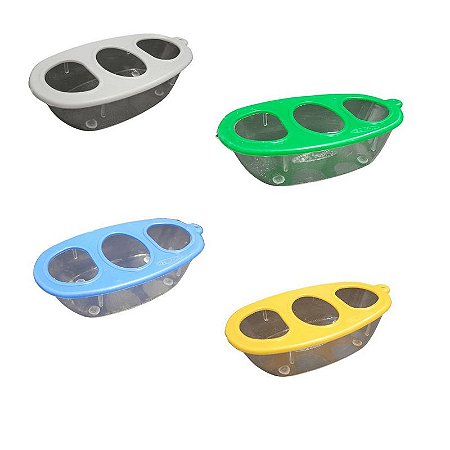 Comedouro 3 Furos Pequeno - Cores Diversas - Plastpet