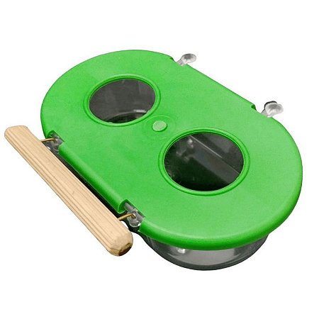 Comedouro Médio com Poleiro 2 Furos - Verde