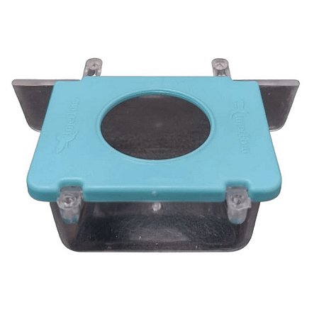 Comedouro Lateral 1 Furo - Gancho Curto - Azul
