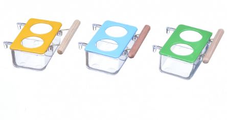 Comedouro Lateral com Divisão e Poleiro - Diversas cores