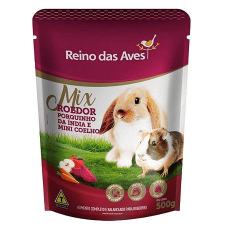 Mistura Reino das Aves - Porquinho da Índia e Mini Coelho Mix Roedor 500g