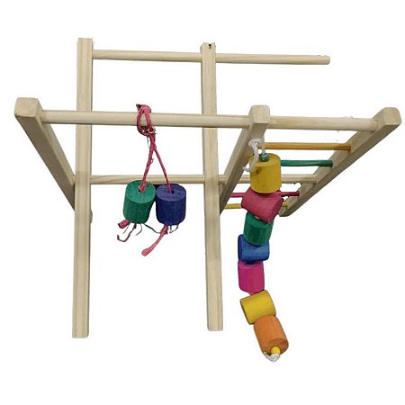 Playground de Madeira para Psitacídeos - Tipo Luxo