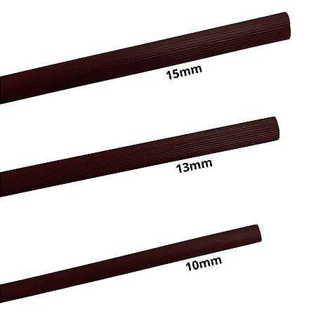 Poleiro Plástico Frisado Mogno - 33cm - 3 Unidades - Medidas 10mm - 13mm - 15mm