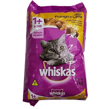 Ração Whiskas - Para Gatos Adultos - Sabor Frango e Leite - 1kg