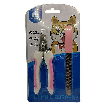 Alicate Cortador Médio de Unhas com Lixa - Rosa