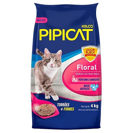 Areia para Gato Pipicat Floral 4Kg