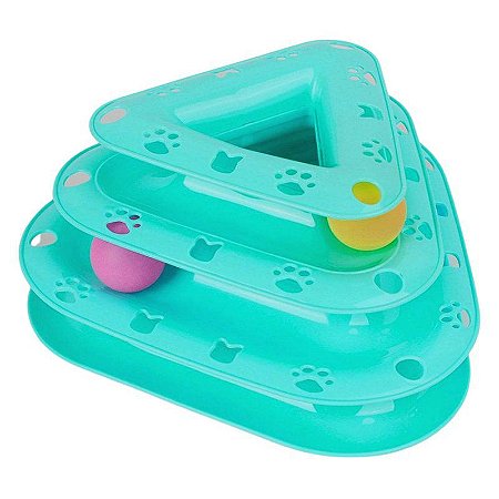 Brinquedo Torre Triangular Interativa para Gatos com Bolinhas