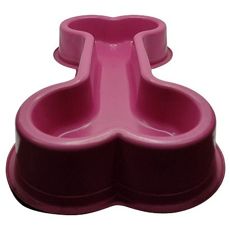 Comedouro de Plástico Osso 500ml - Rosa