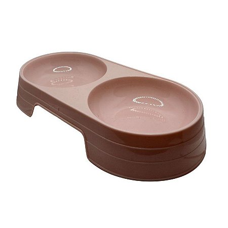 Comedouro Duplo de Plástico 150ml - Rosa