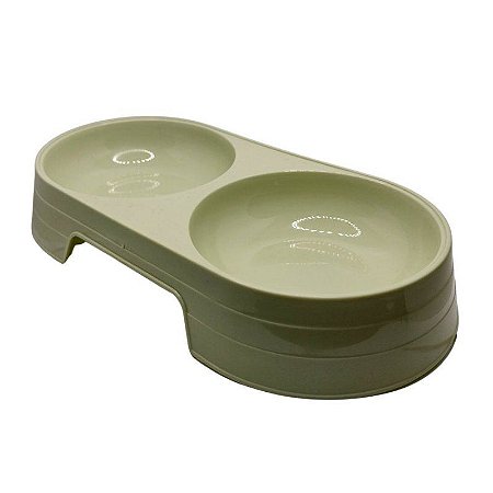Comedouro Duplo de Plástico 150ml - Verde