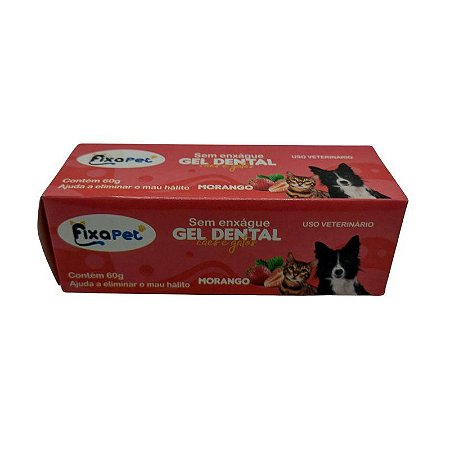 Gel Dental Sem Enxágue 60g Fixa Pet - Morango