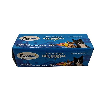 Gel Dental Sem Enxágue 60g Fixa Pet - Tutti Frutti