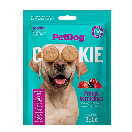 Biscoito Pet Dog Cookie para Cães Sabor Frutas Vermelhas - 250g