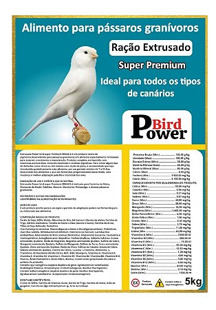Extrusada Power Bird Natural Canarios Branca 5Kgs