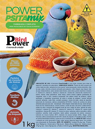 Farinhada Psita Mix 1kg - Calopsita Periquito Ring Neck - Power Bird