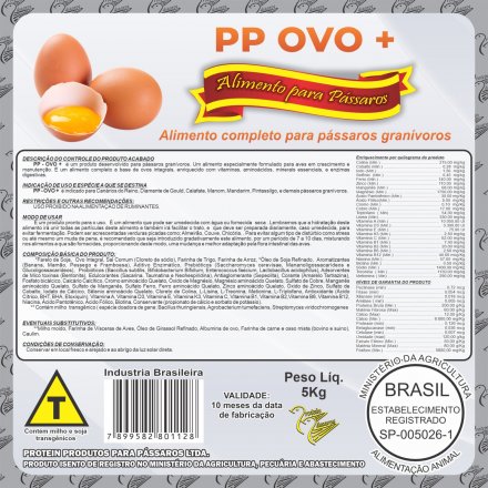 Farinhada PP Ovo Mais 5kg | Prontein Pássaros