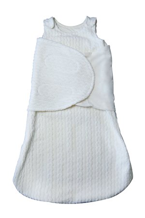 Saco de Dormir Soft Trançado Branco com Swaddle / Cueiro Removível