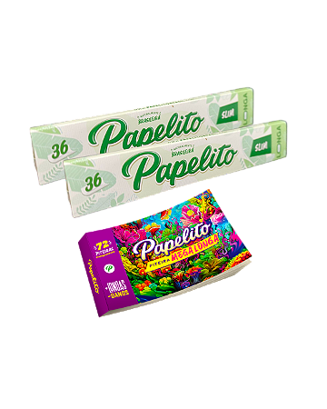 Combo Papelito - 2 Sedas Slim Longa + 1 Piteira Mega Longa