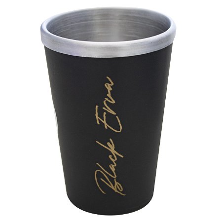 Copo Caldereta Térmico De Plastico Preto C/ Aluminio Double Black Ass. Dourada 300ml Black Erva