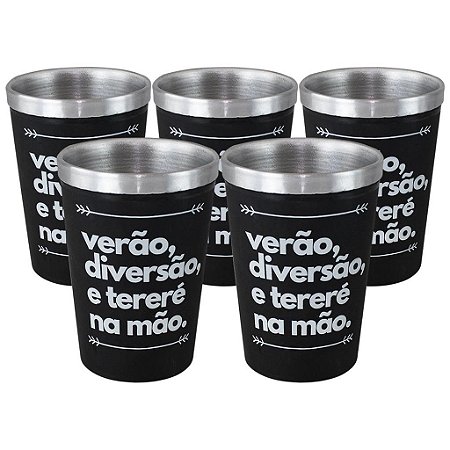 Kit 5 Cuias Copos Térmicos Nosso Tereré Alumínio 300ml
