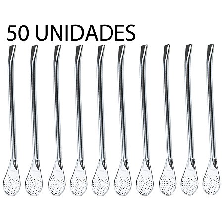 Kit 50 Bombas Terere Lisa Redonda 19cm Nosso Tereré