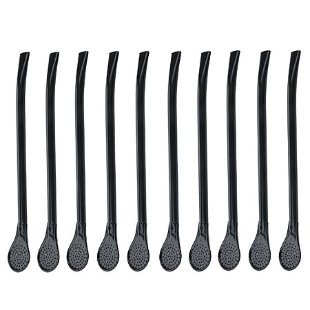 Kit 10 Bombas Terere Redonda Epoxi Preta 19cm Nosso Tereré