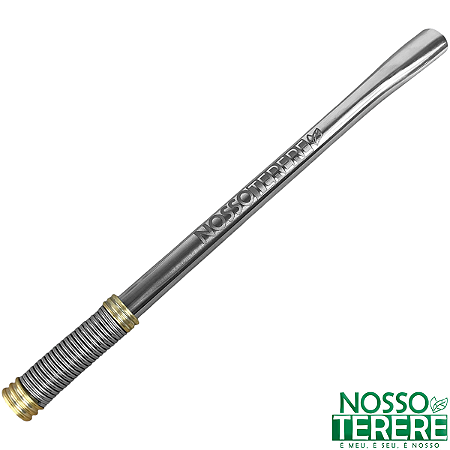 Bomba de Inox Lisa Com Mola Externa Reta 19cm Com Escovinha Nosso Tereré