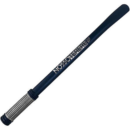 Bomba de Inox Preto Lisa Com Mola Externa Reta 19cm Com Escovinha Nosso Tereré
