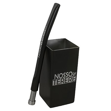 Kit Completo Copo em Inox com Bomba Nosso Tereré Preto