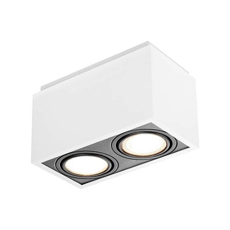 Plafon De Sobrepor Box Branco / Preto 2x PAR 16 IN40122BTPT